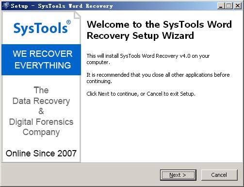 SysTools Word Recovery(word文件修复工具) v4.0.0.0免费版